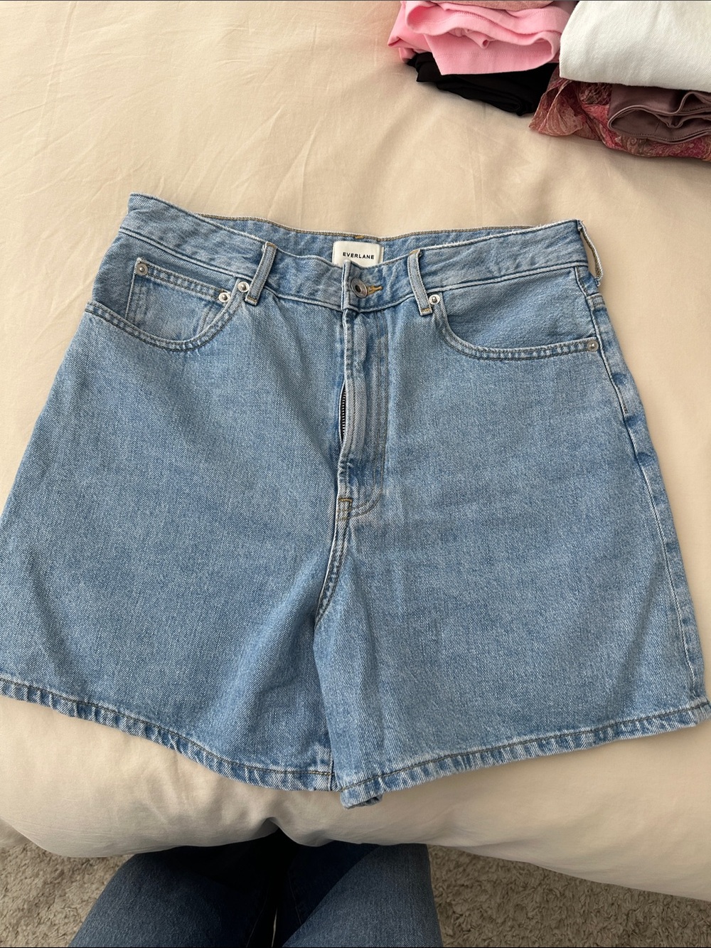 Everlane Light Blue High-Rise Denim Shorts
